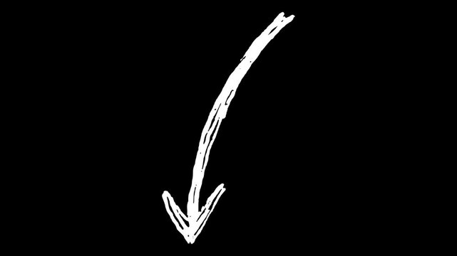 White wiggly hand drawn pointing sketch arrow icon on alpha 4
