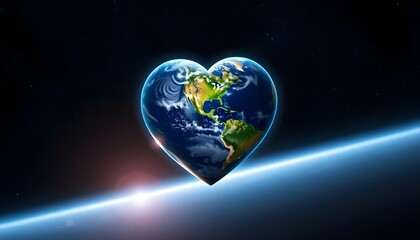 Heart-Shaped Earth in Space with Sunrise &ndash; Global Love and Environmental Concept