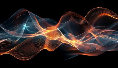 Obraz premium Abstract Energy Waves in Blue and Orange on Dark Background