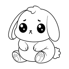 The fat bunny is sad, for coloring