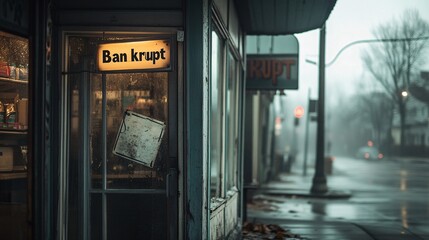 Fototapeta premium A representation of financial struggle—a small shop with a large 