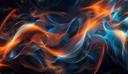 Obraz premium Swirling Abstract Flames and Energy Trails in Blue and Orange
