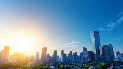 Fototapeta premium Stunning Cityscape Skyline at Sunrise Modern Architecture Urban Landscape