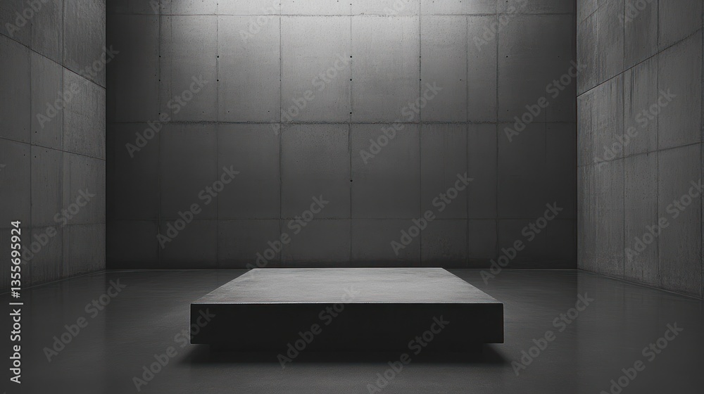 Aufkleber minimalist concrete room with a square platform.