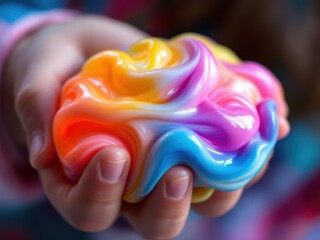 Vibrant Slime in Hand with Soft Texture