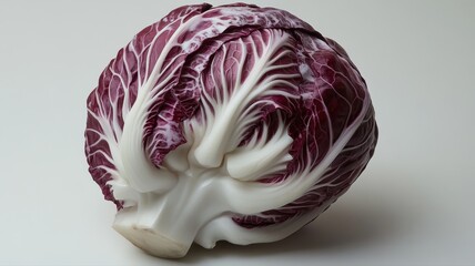 Obraz premium Fresh Red Cabbage with Vibrant Leaves on Neutral Background