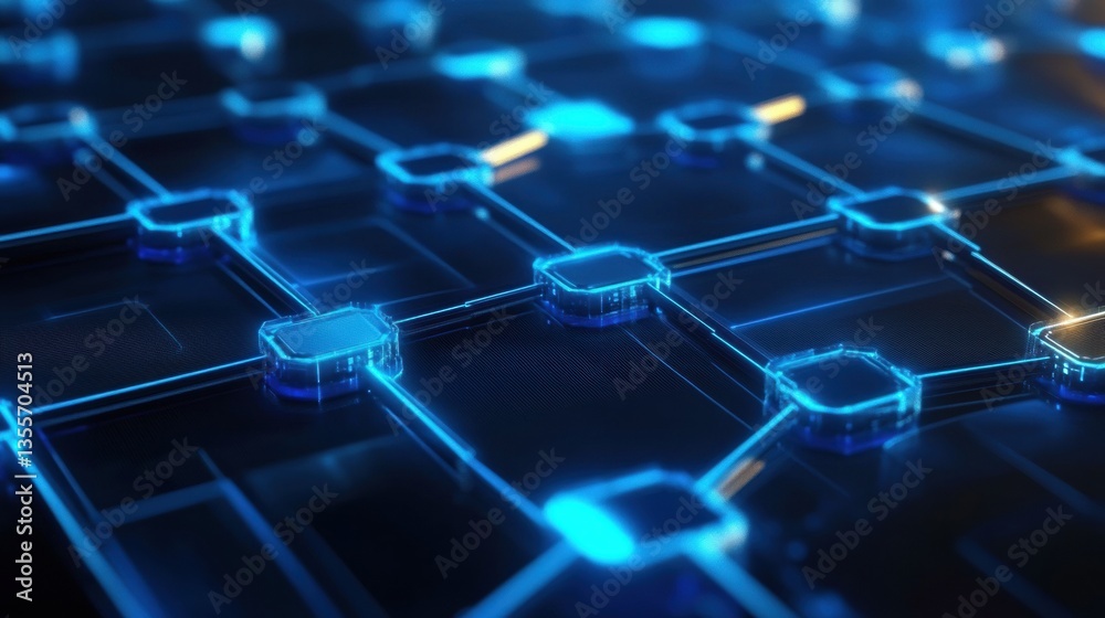 Aufkleber High-tech blockchain concept showcases interconnected nodes with glowing blue paper layers for a futuristic digital experience Generative AI