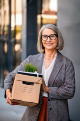 Businesswoman leaving her place of employment