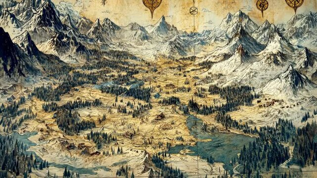 Snowy Mountain Map, Wilderness Exploration