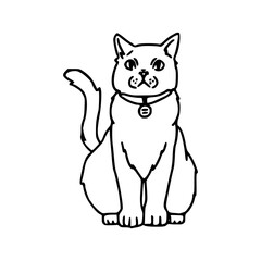 pet animal line art - cat with necklace