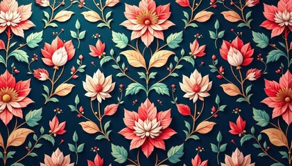 Subtle repeating floral damask, elegant design, graphics, decor