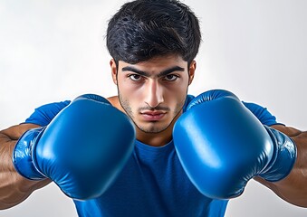 Man Boxing Gloves Serious.