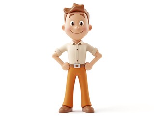 Fototapeta premium Confident studio character dynamic cartoon design front view