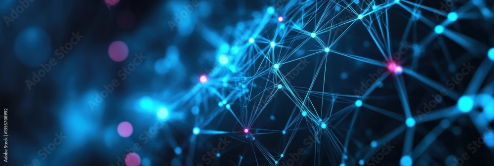 Leinwandbilder futuristic digital network concept featuring layered paper cut style with interconnected nodes and g