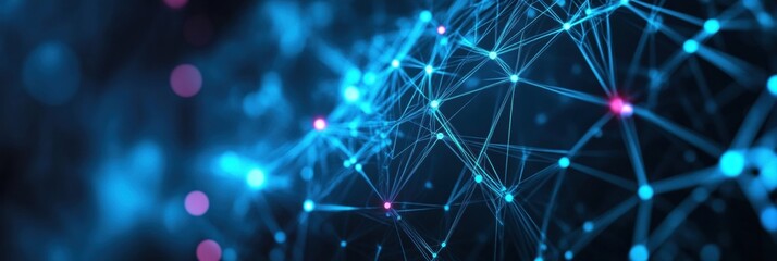 Obraz premium Futuristic digital network concept featuring layered paper cut style with interconnected nodes and glowing blue gradients, showcasing modern technology