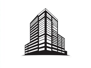 Fototapeta premium Modern office building silhouette; urban design; simple, clean illustration; white background