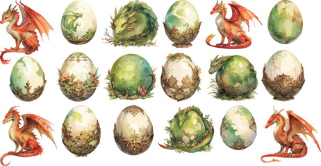 dragon egg watercolor clipart