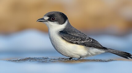 Obraz premium Stunning Portrait of a Masked Water Tyrant Bird in a Winter Scene