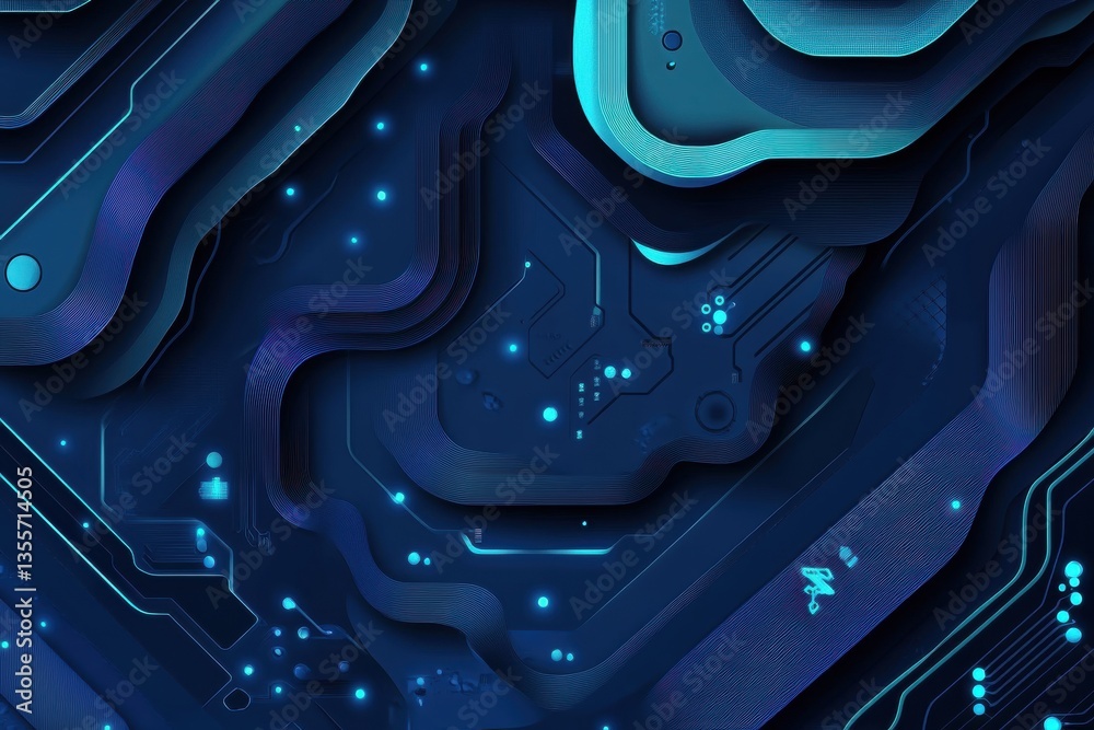 Leinwandbilder futuristic tech-inspired background featuring layered circuit board designs with blue gradients and 