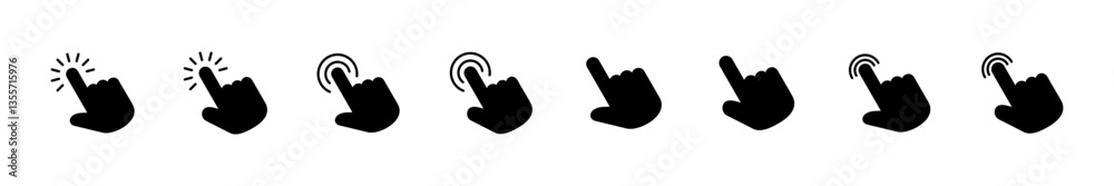 Poster hand cursor icon set. click icon vector. hand click. pointer