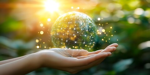 Hands Holding Earth Globe.