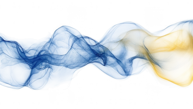 an abstract design featuring flowing waves of blue and yellow hues creating a sense of movement and fluidity against a white background it conveys a modern and artistic aesthetic