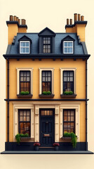 Naklejka premium Yellow Brick House 3D Illustration