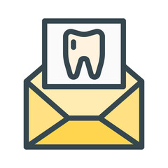dental care email. This is a vector single icon with a filled outline style. Suitable for any purpose, such as website design, mobile app design, logo design, pattern design, etc.