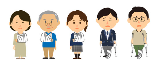 骨折セット松葉杖包帯ギブス学生高齢者