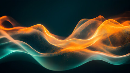 Fototapeta premium Glowing abstract waves with orange and blue lights