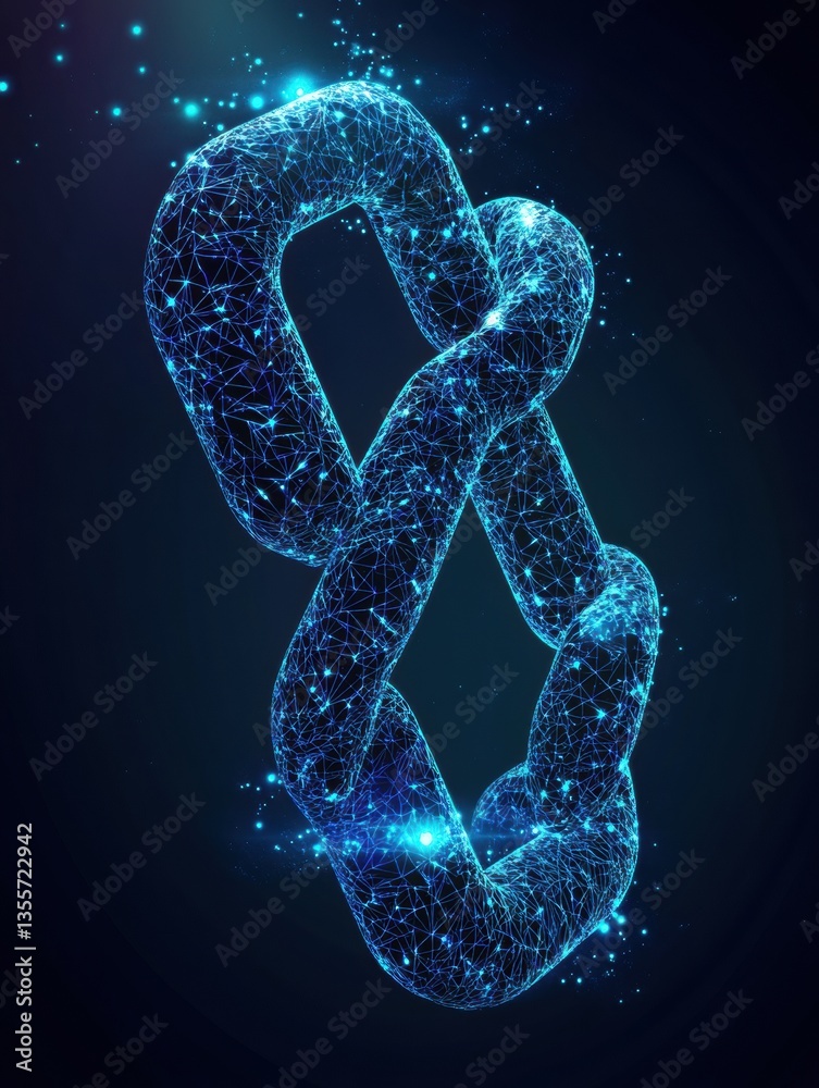 Fototapete High-tech blockchain concept with layered paper cut style featuring glowing blue nodes in a futuristic digital design Generative AI