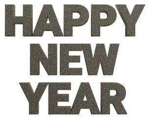 3D Colorful Happy New Year Typography Illustration on Transparent Background