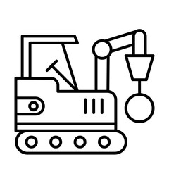 Demolition Crane of Construction Machinery Icons