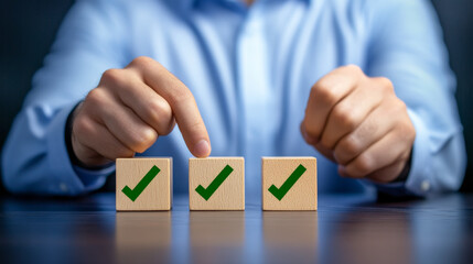 Business Decision-Making and Quality Assurance Concept with Checkmarks

