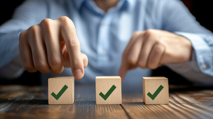 Business Decision-Making and Quality Assurance Concept with Checkmarks

