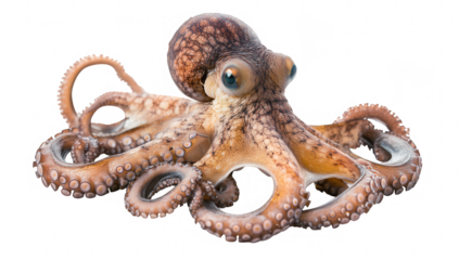brown octopus showcasing its unique features and texture against a white background