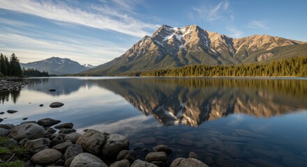 Mountain Lake Reflection Landscape Serenity