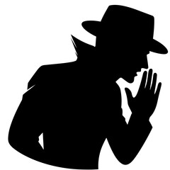 Spy-like figure whispering symbolizing secret phone scam