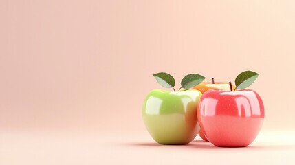 Shiny Apples  3D Render of Green  Red   Orange Fruit