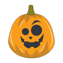 Illustration of Spooky Halloween Pumpkin Face. Isolated on White Background.