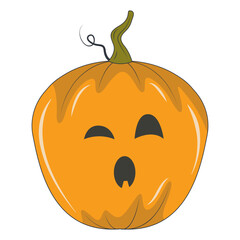 Illustration of Spooky Halloween Pumpkin Face. Isolated on White Background.