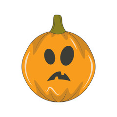 Illustration of Spooky Halloween Pumpkin Face. Isolated on White Background.