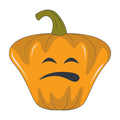 Illustration of Spooky Halloween Pumpkin Face. Isolated on White Background.