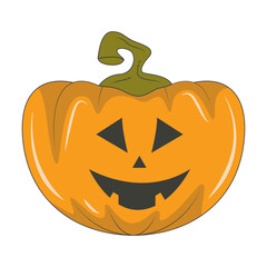 Illustration of Spooky Halloween Pumpkin Face. Isolated on White Background.