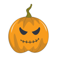 Illustration of Spooky Halloween Pumpkin Face. Isolated on White Background.
