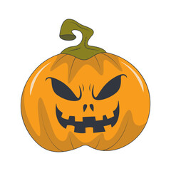 Illustration of Spooky Halloween Pumpkin Face. Isolated on White Background.