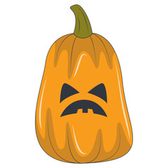 Illustration of Spooky Halloween Pumpkin Face. Isolated on White Background.
