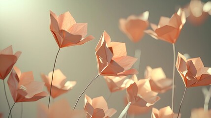 Geometric Folded Blooms with Cream Background