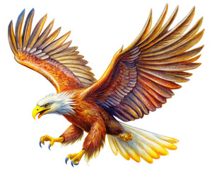 Fototapeta premium Highly Focused Eagle in Transparent Background