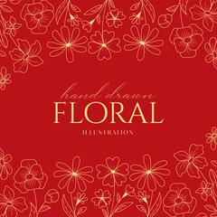 Obraz premium Elegance Wedding drawn mono-line floral botanical flower pattern background design